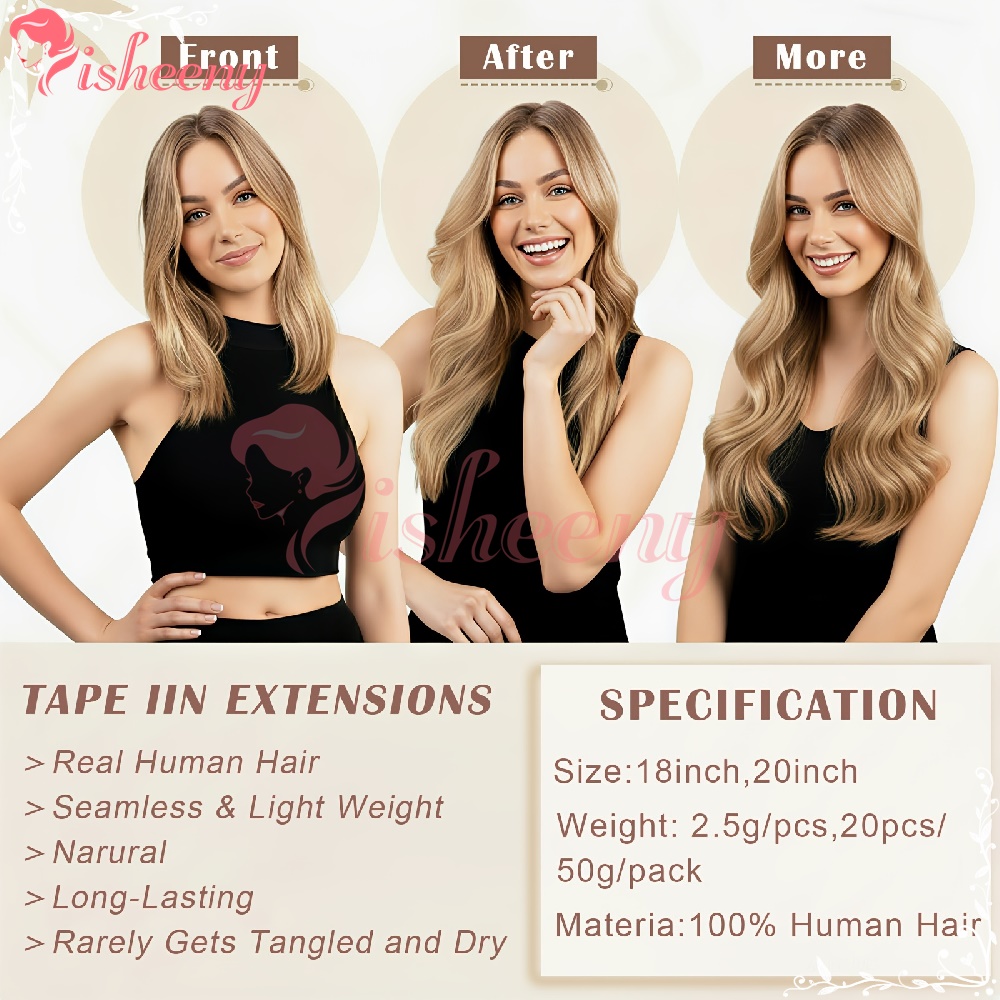 إيشيني وصلات شعر مستقيمة بتقني - مراجعة Invisible Tape In Extensions Real Hair وسعره