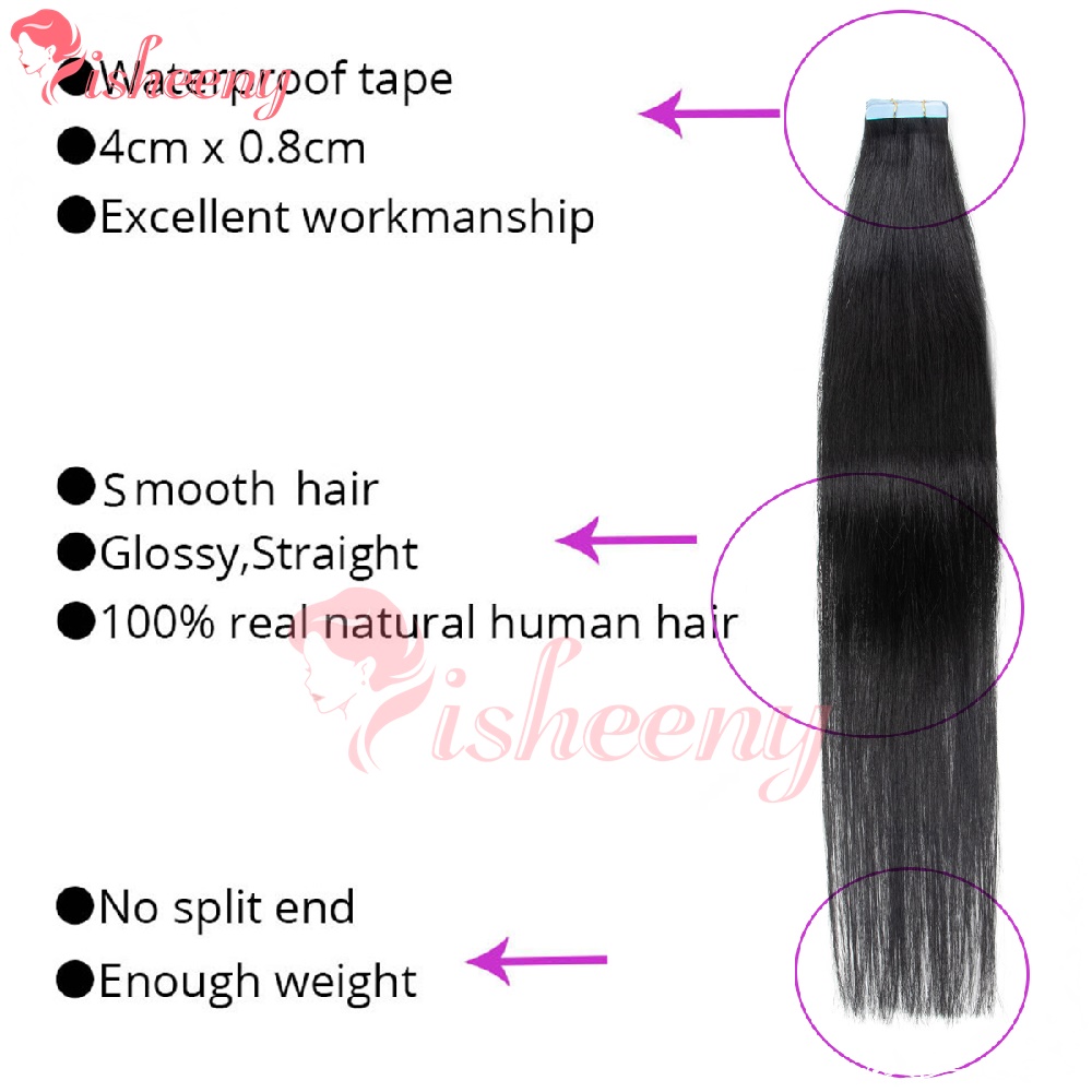 إيشيني وصلات شعر مستقيمة بتقني - مراجعة Invisible Tape In Extensions Real Hair وسعره